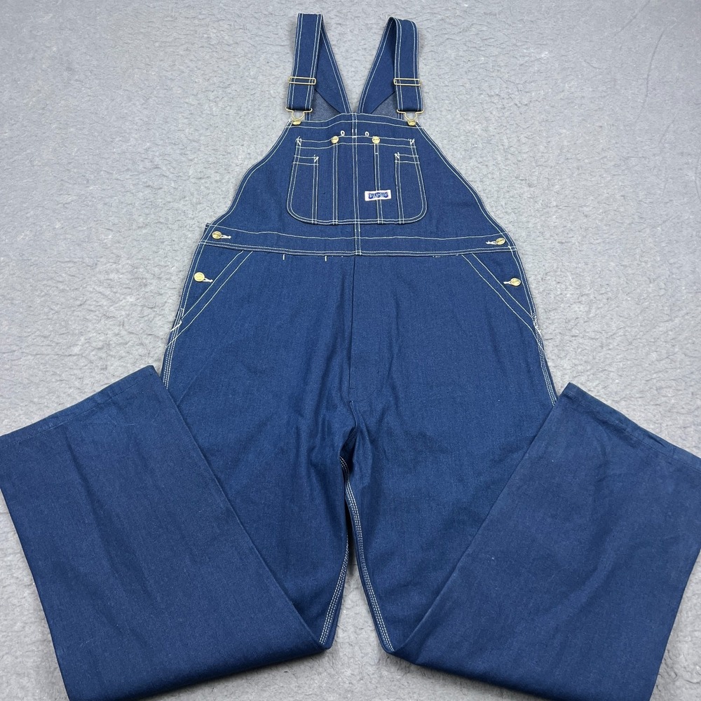 Big Smith Denim Bib Overalls Men's 42x32 Blue Carpenter Farmer Workwear Chore